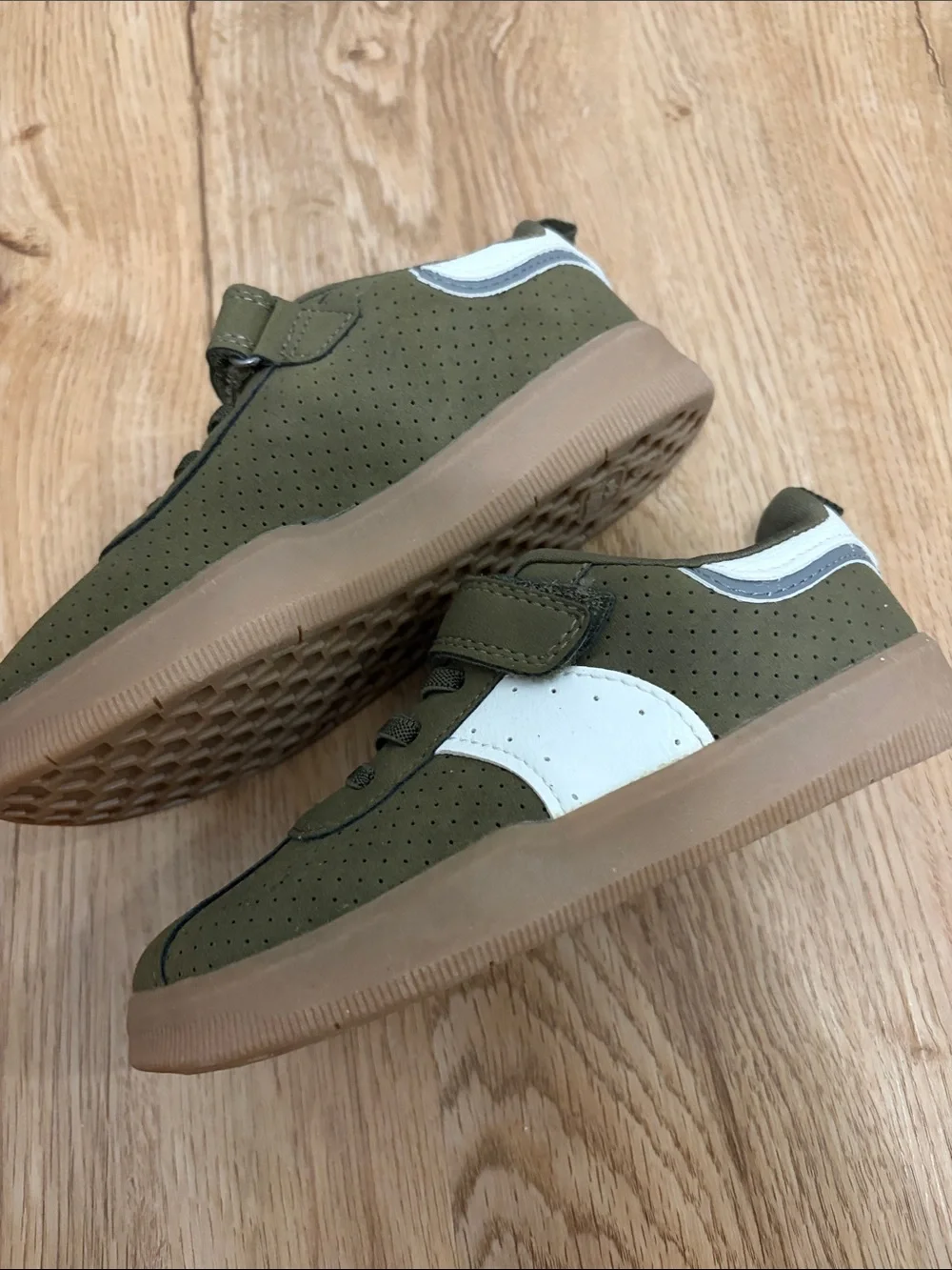 OshKosh B'gosh Olive Green and White Kids Sneakers